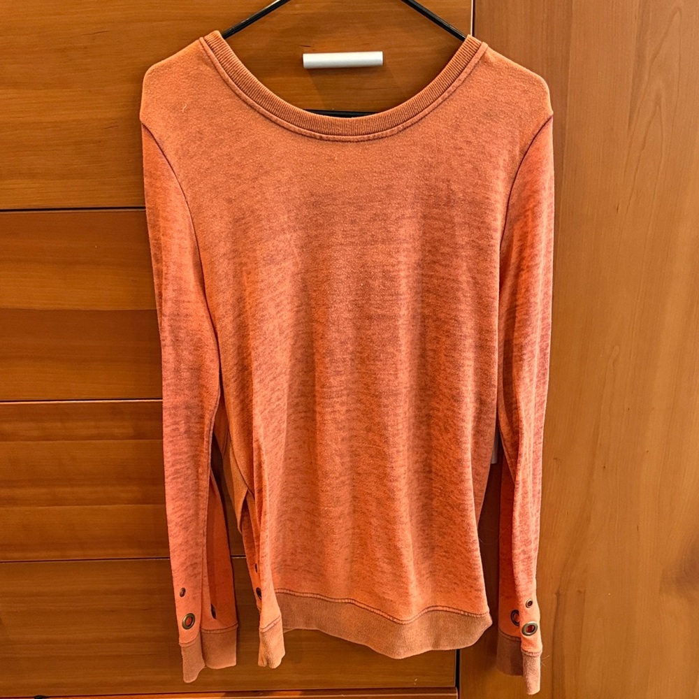 Daytrip Orange Sweatshirt with Button Accents